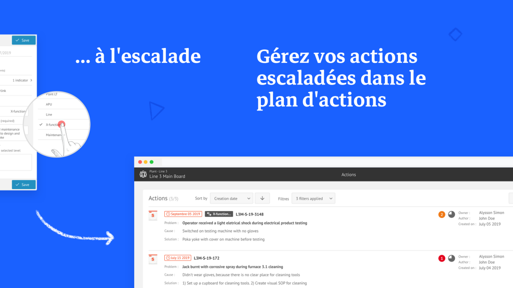 Gérez vos actions escaladées dans le plan d'actions