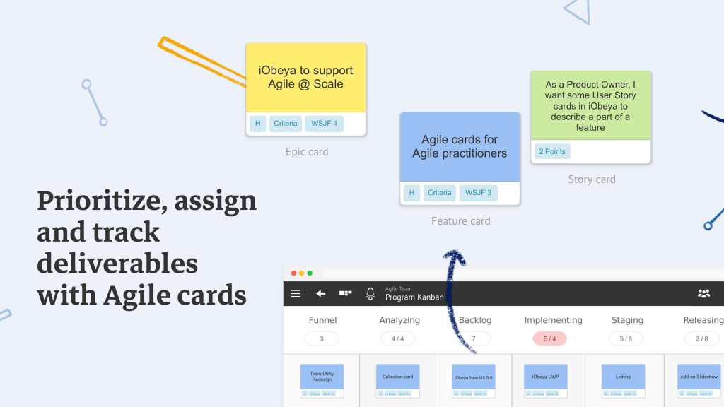 Prioritize, assign and track deliverables with Agile cards