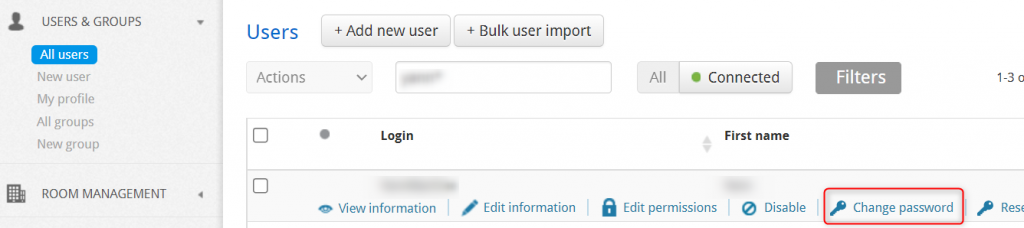 iObeya backoffice - change password