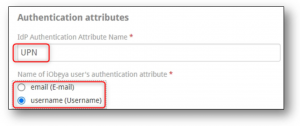 “Authentication attributes” section accordingly
