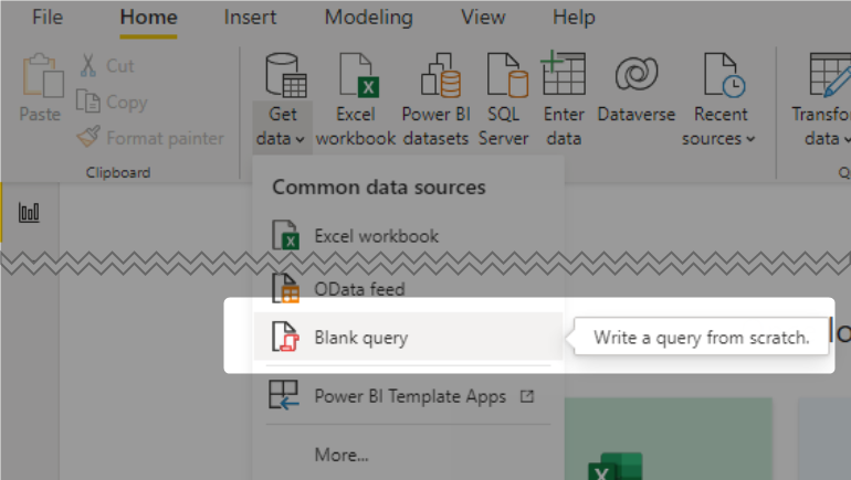 PowerBi - New Blank Query