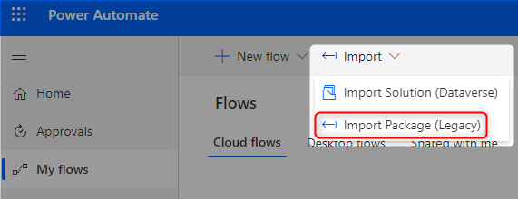 Import flow in Power Automate