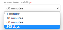 Token validity 365 days