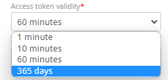 Token validity 365 days Token validity 365 days